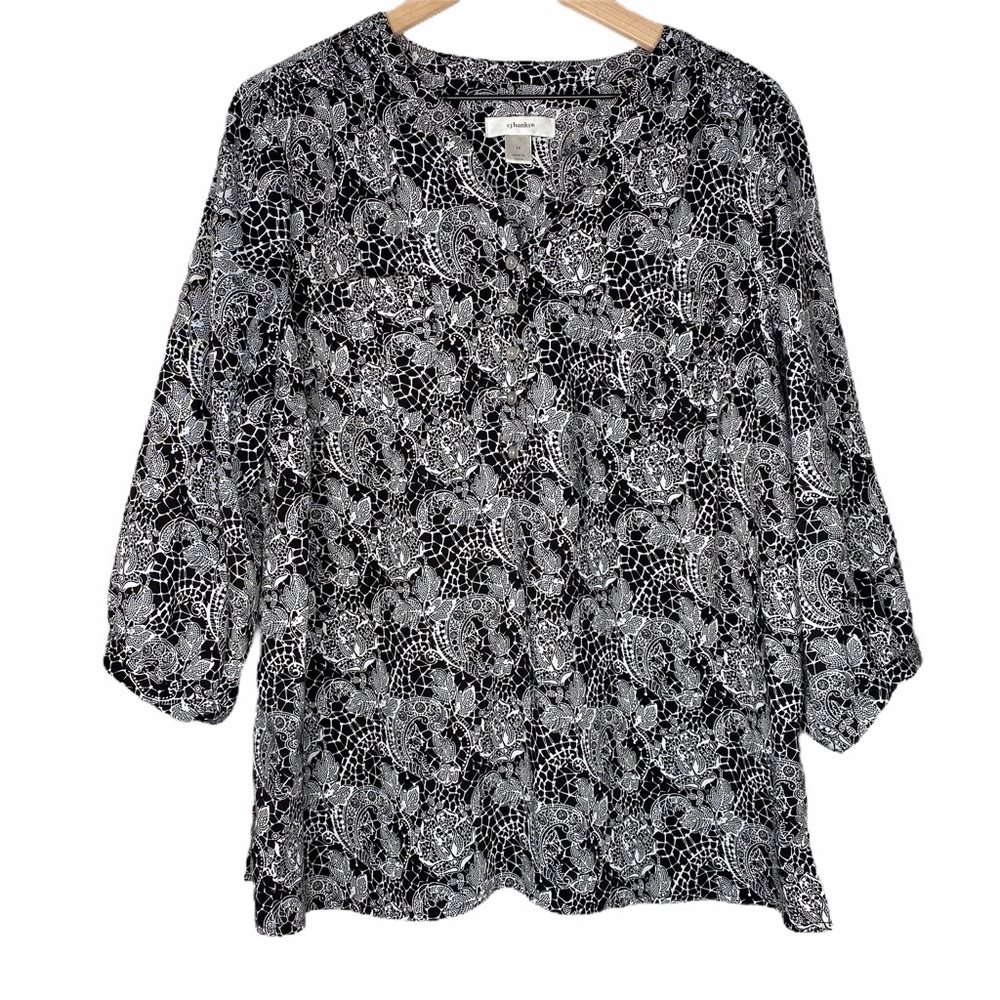 CJ Banks plus size 1X blouse, pockets 3/4 sleeve